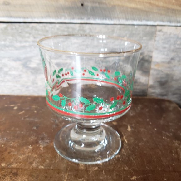 Arby "Holly Berry" Footed Sherbet/Dessert Glasses - Set of 3 - Vintage 1987 - Picture 5 of 10